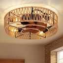 2-in-1 Low Profile Ceiling Fan with Light, 20 Caged Boho Safety Design for Kids - 3000K, Smart APP/Remote Control, Quiet Flush Mount DC Motor, Ideal for Bedroom/Kitchen Farmhouse Style