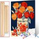 Tucocoo Orange and Red Flowers in a Tin Can Paint by Numbers Kits 16x20 inch Canvas DIY Oil Painting for Kids, Students, Adults Beginner with Brushes Acrylic Pigment Vintage Style Painting(DIY Frame)