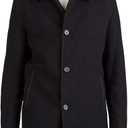 Cole Haan Mens Button Up Wool Plush Car Coat (Medium, Black)