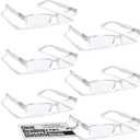 Boost Eyewear 6 Pack Reading Glasses, Clear Half Rim Frames, for Men and Women, with Comfort Spring Loaded Hinges, Clear, 6 Pairs (+2.50)