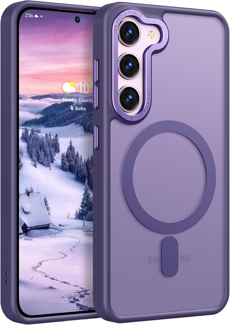 Rayboen for Samsung Galaxy S23 Plus Case Magnetic, [Compatible with Magsafe] Protective Slim Fit Skin Feel Phone Cover for S23+ Plus with Translucent Hard Back & Soft Edge, Matte Purple