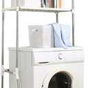BAOYOUNI Over The Toilet Storage Shelf Units Bathroom Organizer Above Washer Dryer Space Saver Standing Rack 2-Tier 25.78 W X 19.48 D X 68.11 H Inches, Ivory