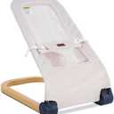 Winchild Baby Bouncer,Portable Baby Bouncer Seat & Foldable with 3 Height Adjustments, Ergonomic Bouncer for Babies 0-6 Months, Wood Grain Style, Natural Vibrations, Includes Storage Bag(Mesh Beige)