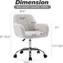 KCC Faux Fur Vanity Makeup Desk Chair, Comfy Fluffy Swivel Modern Leisure Armchair with Wheels, Upholstered Fuzzy Height Adjustable for Teens Women Girls Elegant Home Office, B-Type White, 21.6"D x 21.6"W x 33.2"H