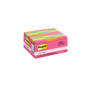 Post-it Original Pads in Poptimistic Colors, Value Pack, 1.38" x 1.88", 100 Sheets/Pad, 24 Pads/Pack (65324ANVAD)