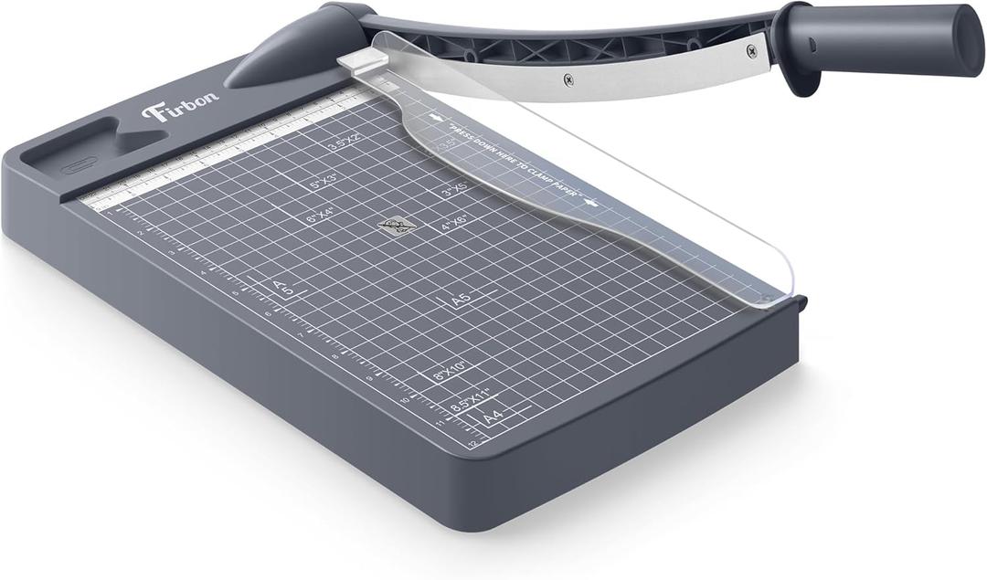 Firbon 12" Guillotine Paper Cutter, Heavy Duty 12-Sheet Capacity Trimmer for Cardstock, Photos, Scrapbooking, Office, Classroom, Studio (Gray)