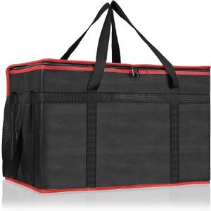 PEASUG Insulated Bags for Food Delivery, XXXL Pizza Delivery Bags, Large Capacity Cooler Bag Keep Food Warm for Grocery Shopping and Catering, Foldable, Heavy-Duty (Red)