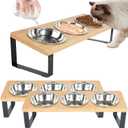 2 Set Elevated Cat Food Water Bowls, 6 Stainless Steel Bowls, 15 Tilted Raised Cat Bowl Set, for Indoor Cats for Small Cats and Puppies Pet Bowls with Stand