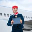 Women Air Stewardess Hat Woolen Flight Attendant Hat Stewardess Cap for Costume Cosplay Musical Performance - Size M(Red)