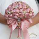Bridal Wedding Bouquet Round Holding Bouquet Throw Toss Artificial Rose Flower Bunch for Bride Bridesmaid Wedding Quinceanera(Blush Pink, 7.1")
