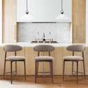 COLAMY Bar Stools Set of 2, Counter Height BarStools with Back, Mid Century Modern Upholstered, with Wood Legs for Kitchen Island Dining Room, Camel