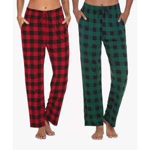Ekouaer Womens 2 Pack Lounge Pants Comfy Pajama Pants Plaid Pajama Bottoms with Pockets Drawstring Pj Bottoms Pants XL