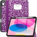 Soke Case for iPad (A16) 11th Generation 2025, Compatible with 10th Gen 10.9 Inch 2022, Shockproof Cover with Pencil Holder, Auto Wake/Sleep & Tri-fold Stand, Book Violet