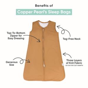 Copper Pearl Sleep Sack: Warm and Cozy Baby Bag in a Variety of Trendy Designs, Safe Alternative to Blankets, Sleeveless Baby Sleep Sack Swaddle  - Rufus (0-6 Months)