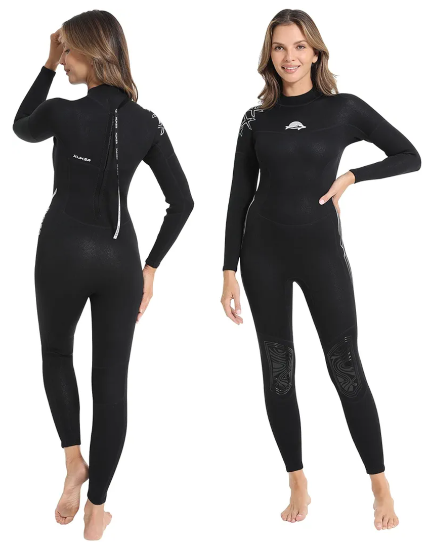 XUKER Women Men Wetsuit 2mm 3mm, Neoprene Wet Suits Front/Back Zip in Cold Water Full Body Dive Suit for Water Sports, M