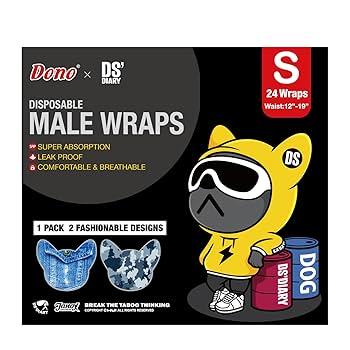 Dono Disposable Male Dog Wraps, Wider Doggie Puppy Diapers 48 Count Male Bell