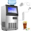 Amzgachfktch Commercial Ice Maker, 110lbs/24H Under Counter Ice Maker with 2 Water Inlet, Ice Maker Machine with 22lbs Storage, Auto Self-Cleaning, Freestanding Ice Machine for Home Office Bar