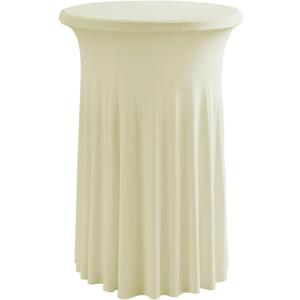 30 inches 32" Highboy Cocktail Round Stretch Spandex Table Cover Table Skirt High Top Tablecloth (30"-32" Dia x 43", Ivory)