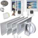 Portable Air Conditioner Window Vent Kit 26-62"Adjustable with Universal 5.0/5.9"Adapter Security Lock 2 Weather Strippings Perfect Fit for LG Portable AC Vertical/Horizontal Sliding Window Seal Kit