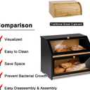 HOMEKOKO Double Layer Large Bread Box for Kitchen Counter, Wooden Large Capacity Bread Storage Bin (Black)