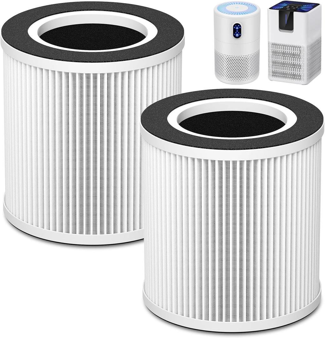B-D02L/M05 Replacement Filter, Compatible with MOOKA B-D02L & M05, for VEWIOR B-D02U, for KOIOS B-D02L, for Tailulu D10 Air Purifier, 2 Pack Basic Filter, White