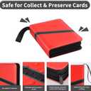 Trading Card Binder 4 Pocket with Zipper & Hand Strap, Holds Up to 400 Cards, PU Leather TCG Binder for Collectors, Red