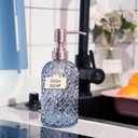 Funly mee Bathroom & Kitchen Glass Hand and Dish Soap Dispenser with 304 Rustproof Stainless Steel Pump (Blue)