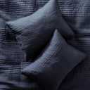 PALASSIO Striped Navy Blue 100% Cotton Quilt California Cal King Size Bedding Sets, Oversized Lightweight Channel Pick Stitch Textured Bedspread Soft Farmhouse Country Coverlet for All Season, 2 Shams