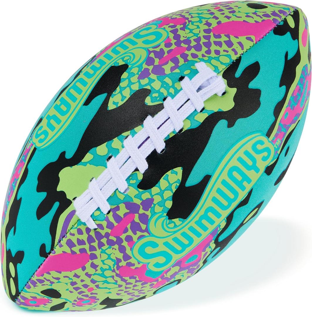 Swimways Hydro Waterproof Football, Outdoor Games for Adults and Kids, Swimming Pool Accessories and Pool Party Games,9.25 Inches, Green (Blue (New Version))