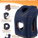 Sunany Travel Pillow, Upgraded Plane Pillow for Long Flights, Inflatable Neck Pillow Used for Airplanes,Cars,Buses,Trains,Office Napping with Eye Mask,Earplugs (Blue)