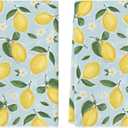 Artoid Mode Blue Lemon Flower Floral Summer Kitchen Towels Dish Towels, 18x26 Inch Seasonal Spring Decoration Hand Towels Set of 2
