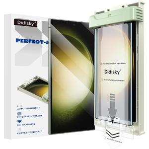 Didisky 2-Pack Tempered Glass Screen Protector for Samsung Galaxy S23 Ultra, Supports Ultrasonic Fingerprint, with Easy Installation Frame, 3D Curved Full Coverage,9H Hardness, Case Friendly, HD Clear