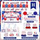 We Appreciate You Party Decorations Red Blue Thank You for All You Do Banner Honeycomb Centerpieces Hanging Swirls Kit Decor for Men Office Employee Pastor Teacher Doctor Appreciation Party Supplies