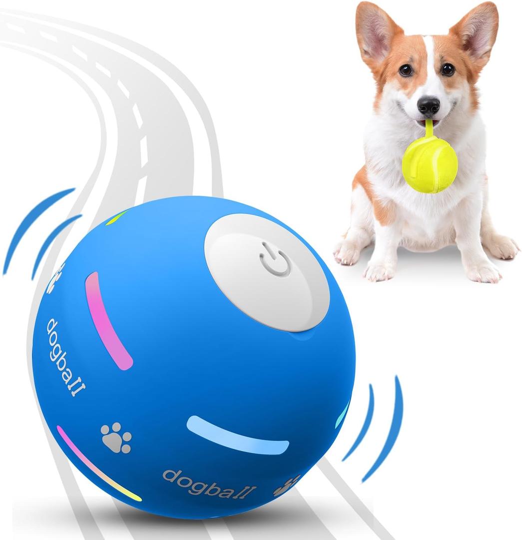 PetDroid Interactive Dog Toys Dog Ball,[Newly Upgraded] Durable Motion Activated Automatic Rolling Ball Toys for/Small/Medium/Large Dogs,USB Rechargeable (Blue)