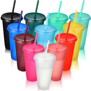 12 Packs Tumbler with Straw and Lid Water Bottle Reusable Cups Tumblers and Water Glasses Plastic Drinking Straw Tumbler Iced Coffee Travel Mug Cup for Parties Birthdays Adults (24 oz, Assorted Color)