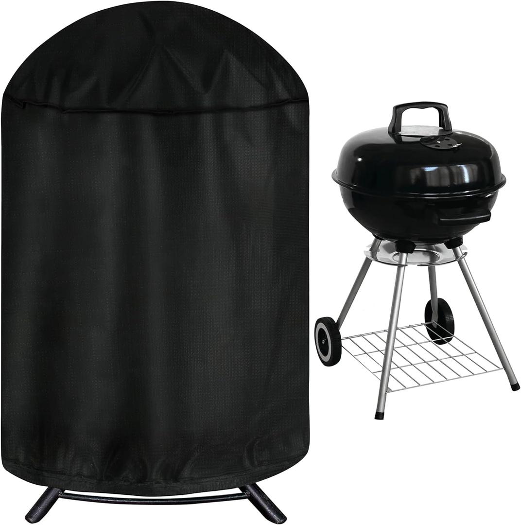iCOVER Round Grill Cover, 29" Dia x 38" H Dome Smoker Cover, Waterproof Charcoal Kettle Grill Cover, UV Resistant BBQ Cover, Outdoor Barbecue Cover for Weber Char-Broil, Brinkmann and More (Black)