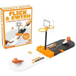 Flick & Swish Basketball Hook & Ring Game by Relatable, Exciting 2 Player Games Everyone Can Enjoy, This Mini Basketball Game Includes 1 Court Board and Instructions