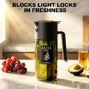 2-IN-1 500ml/17oz Light-Blocking Dark Oil Sprayer for Cooking with Sticker, Dark Green Glass Olive Oil Dispenser Bottle for Kitchen, Even Spray with Portion Control, Perfect for Air Fryer, BBQ - Black