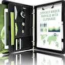 STYLIO Zipper Portfolio Binder | Padfolio 3 Ring Binder (1") and Clipboard Folio (Removable) | Portfolio Organizer for Documents, iPad, Tablet, Phone | Faux Leather Notebook for Men & Women (Black)