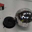 Disco Ball with Motor and Light, 8" Hanging Mirror Ball and 6RPM Batteries Powered Rotating Motor with 4 Light Colors and 18 LEDs for Disco Party Decoration, DJ Club, Wedding, Birthday