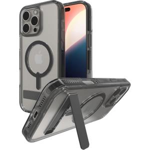 ZAGG Santa Cruz Snap with Kickstand Case for iPhone 16 Pro Max  MagSafe Compatible, 13ft Military-Grade Drop Protection, Reinforced with Graphene, Clear Case with Vibrant Color Accents, Black
