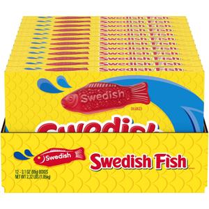 SWEDISH FISH Soft & Chewy Candy, Bulk Candy, 12 - 3.1 oz Boxes (EXP 03/10/26)