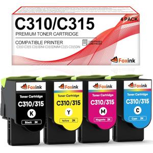 C310 C315 Toner Cartridge Replacement for Xerox C310 Toner to use with Xerox C315 C310 C310DNI C315DNI Printer, (4K/3K, 4 Pack)