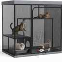 Outdoor Catio Cat Enclosure, Large Cat Cage with 3 Tiers Perches