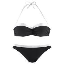 Women Strapless Back Lace-up Bandeau Bikini Print 2 Piece Swimwear Bathing Suits(Black,L)