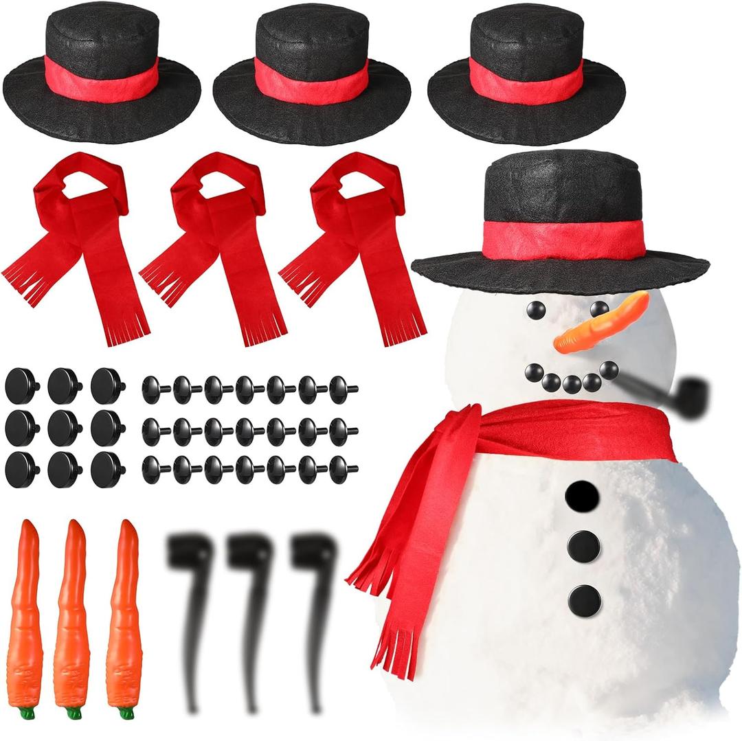 42 Pcs Christmas Snowman Decorating Making Kit Snowman Dress Up Fun Outdoor for Xmas Winter Holiday Party Decoration Gifts, Ability to Decorate 3 Snowmen(13 x 7 x 10,7,Classic Style)