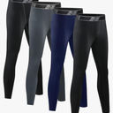 HOPLYNN 4 Pack Youth Boy’s Compression Pants Leggings Tights Athletic Base Layer Under Pants Gear for Football Sports, 8-9 Y