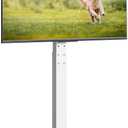 Rolling TV Stand with Power Outlet for 32-75 Inch TVs, Swivel Mobile TV Cart on Wheels, Height Adjustable Tilting Outdoor TV Stand up to 110lbs for Indoor/Outdoor Use, Max VESA 600x400mm (White)