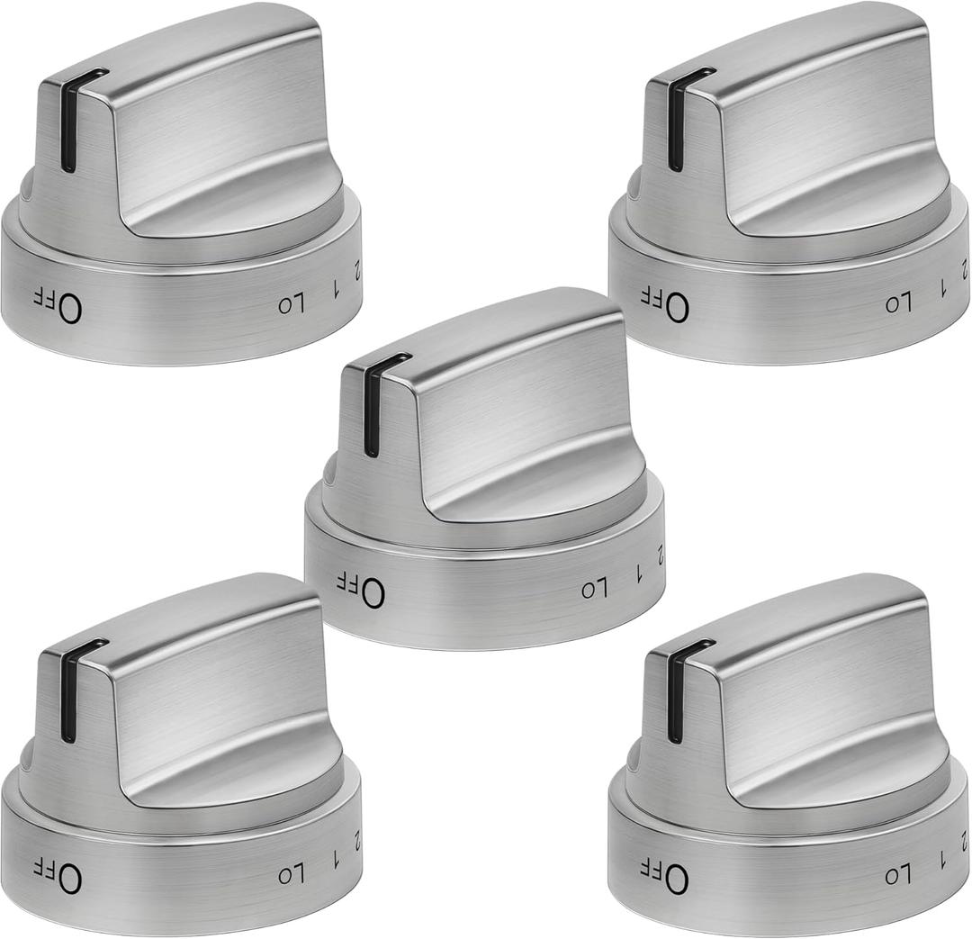 Funmit WB03X24818 Stove Knob Replacement Compatible with GE Stainless Steel Gas Range Burner Stove Knob Replace PS11729081 AP5989029 EAP11729081 4363588Not Universal