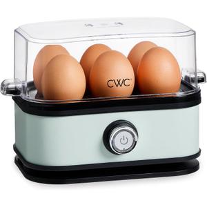 COOK WITH COLOR 6-Egg Capacity Egg Cooker  For Soft, Medium, Or Hard-Boiled Eggs, Rapid Cook Time, Auto Shut-Off & Boil-Dry Protection  Includes Tray, Measuring Cup & Lid  210W Egg Maker, Sage